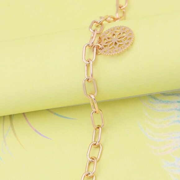 "Rose Gold Plated Bracelet with Cutout Floral Disc Charm, XPBL0880 - Picture 10 of 13